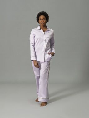 Matouk Nocture Pajama Set Egyptian Cotton Luxury Linen Small Purple Green EUC